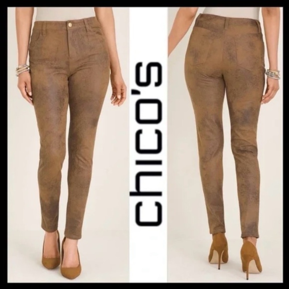 Chico's Faux Suede Worn
Luggage Brown Pants